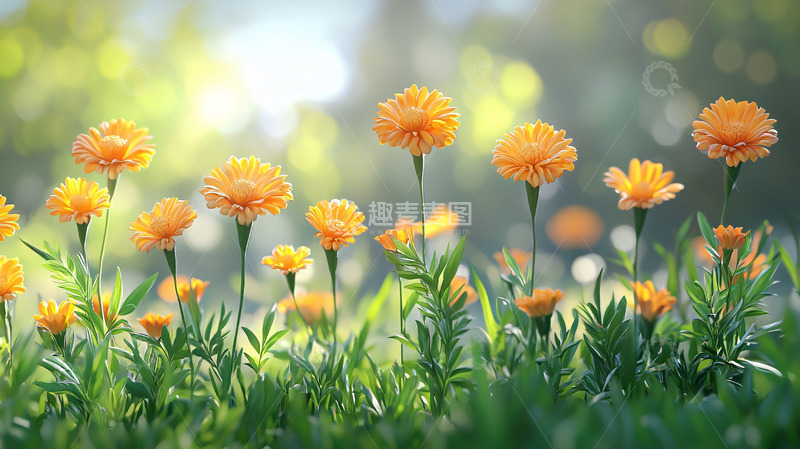 高清大图下载【趣麦麦图】-阳光下盛开的橙色小花