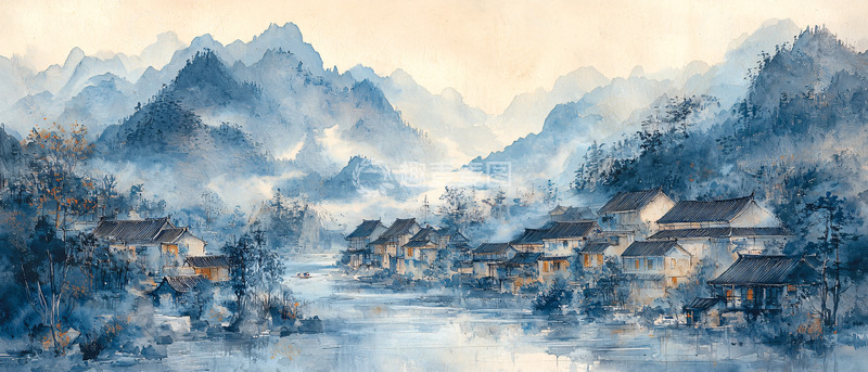 高清大图下载【趣麦麦图】水墨山水画12