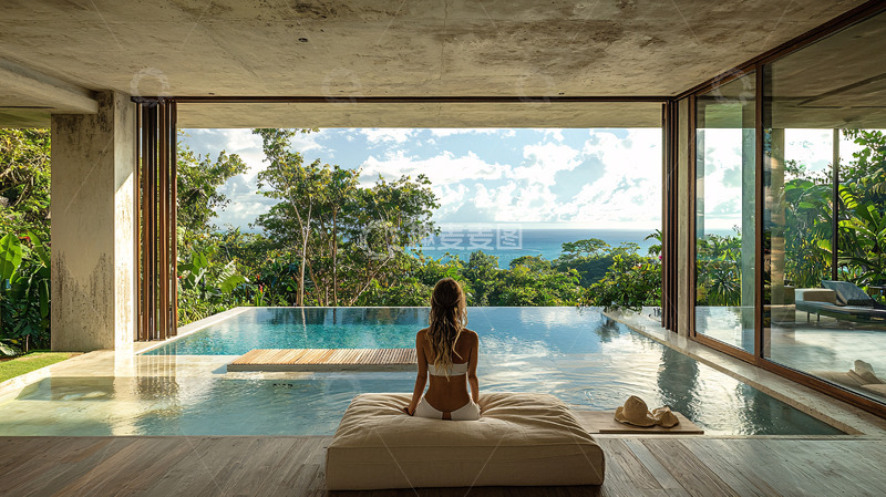 高清大图下载【趣麦麦图】泳池别墅海景