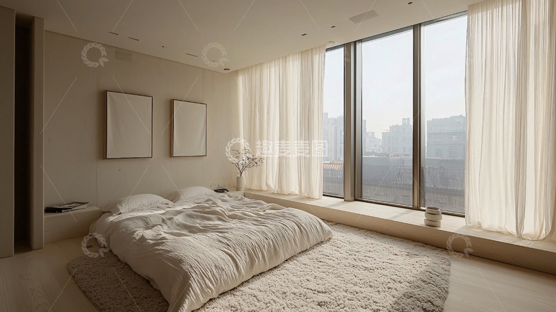 高清大图下载【趣麦麦图】极简风卧室落地窗设计