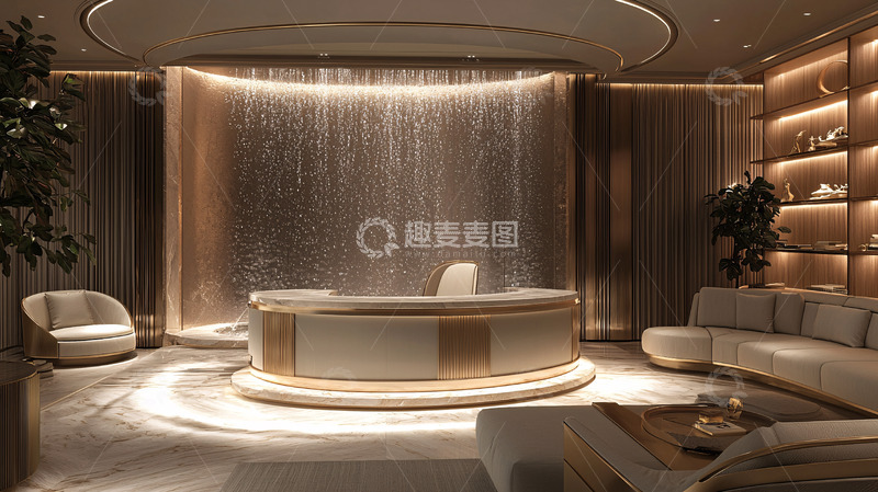 高清大图下载【趣麦麦图】奢华浴室瀑布背景