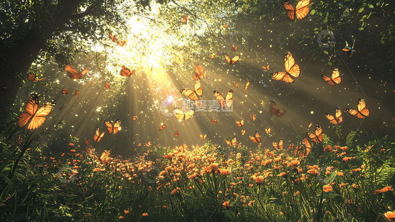 高清大图下载【趣麦麦图】阳光森林蝴蝶