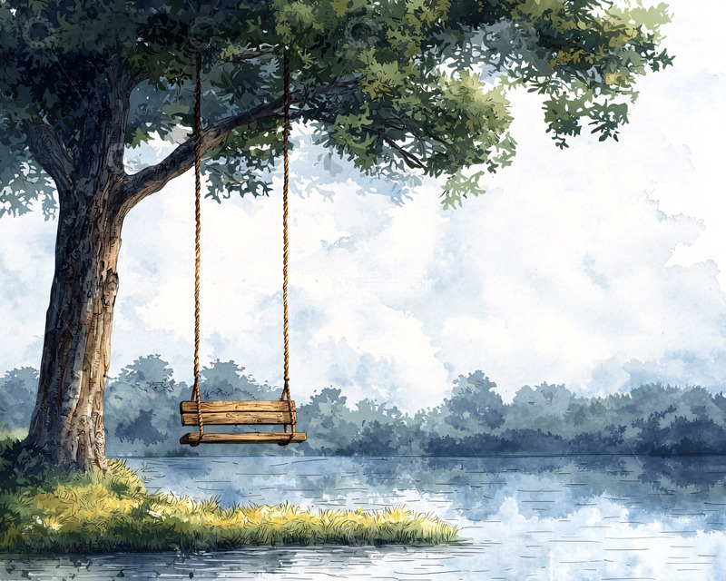 高清大图下载【趣麦麦图】树下秋千