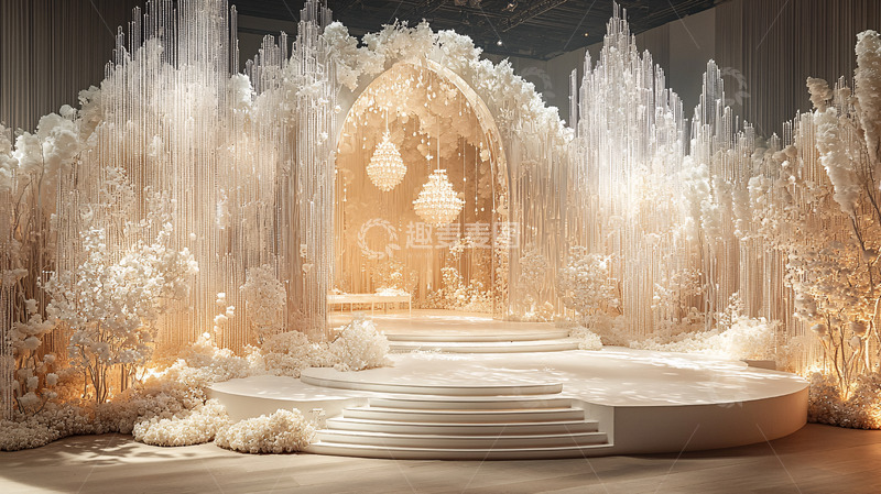 高清大图下载【趣麦麦图】白色梦幻舞台背景
