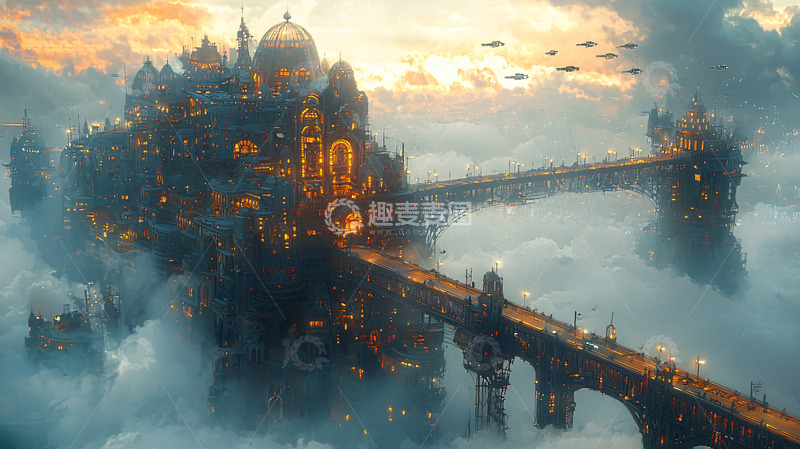 高清大图下载【趣麦麦图】云端之城