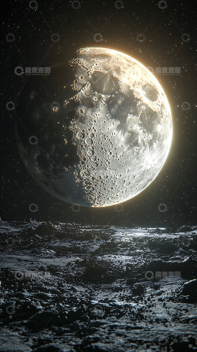 高清大图下载【趣麦麦图】月球表面壮丽景色