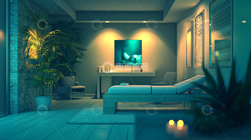 高清大图下载【趣麦麦图】暗色调水疗室场景