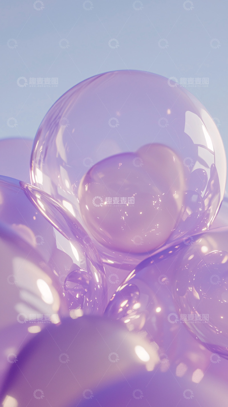 高清大图下载【趣麦麦图】紫色透明泡泡