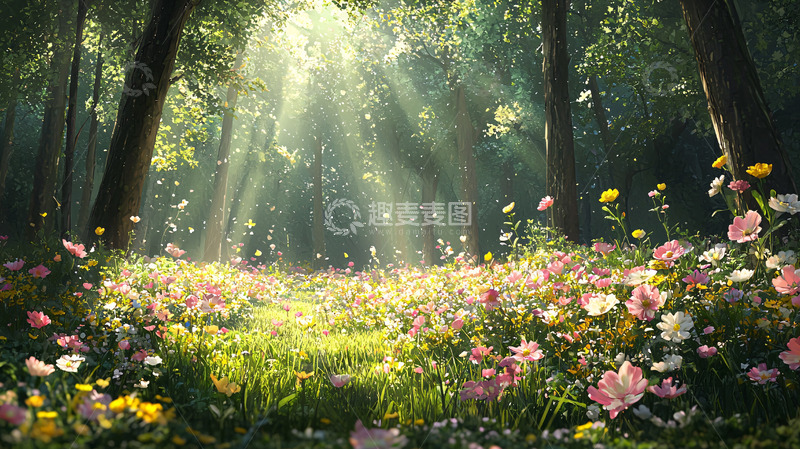 高清大图下载【趣麦麦图】阳光森林花海