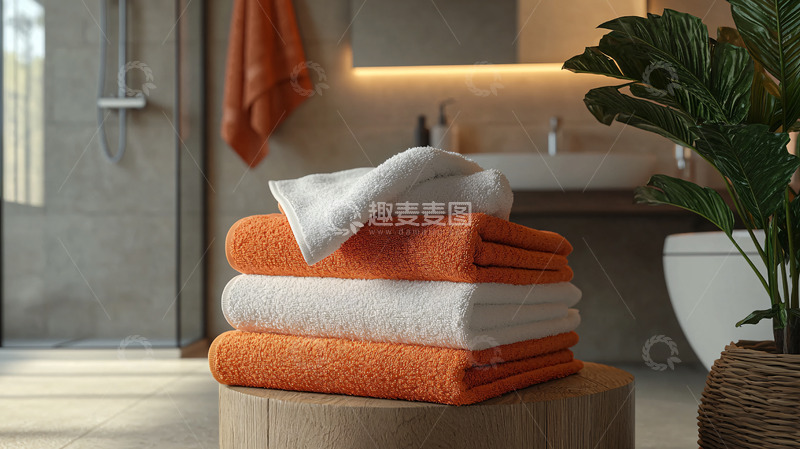 高清大图下载【趣麦麦图】浴室毛巾叠放