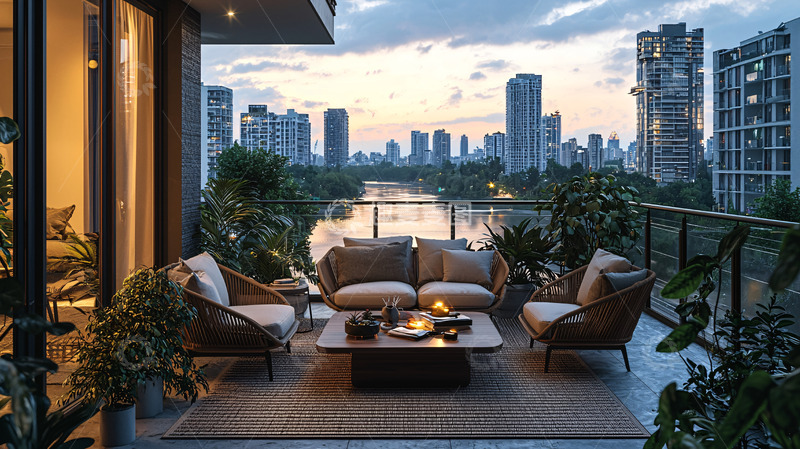 高清大图下载【趣麦麦图】阳台夜景