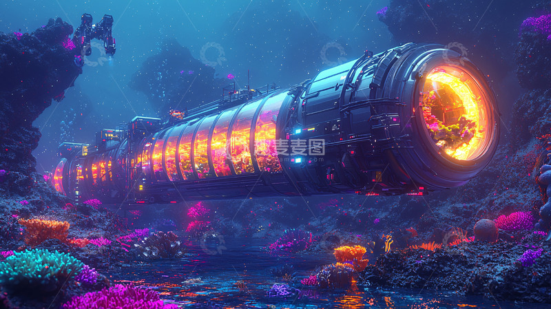 高清大图下载【趣麦麦图】深海科幻飞船