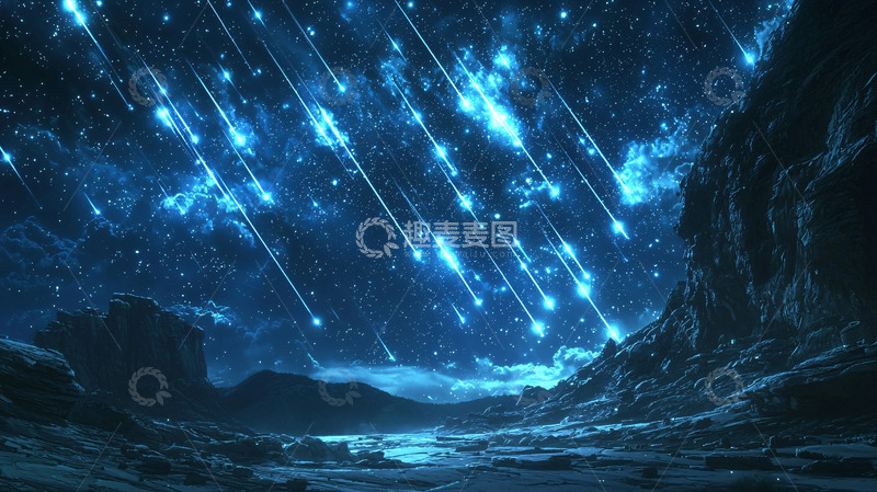 高清大图下载【趣麦麦图】蓝色流星雨