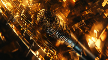 金色麦克风吉他背景