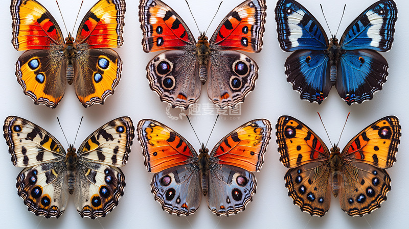 高清大图下载【趣麦麦图】彩色蝴蝶标本