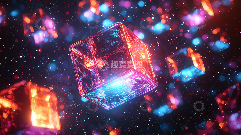高清大图下载【趣麦麦图】炫彩冰火立方体