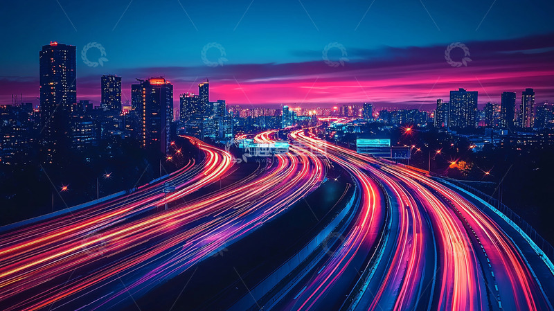高清大图下载【趣麦麦图】城市夜景霓虹灯光车流