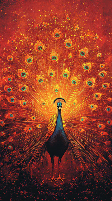 展开华丽羽毛的孔雀