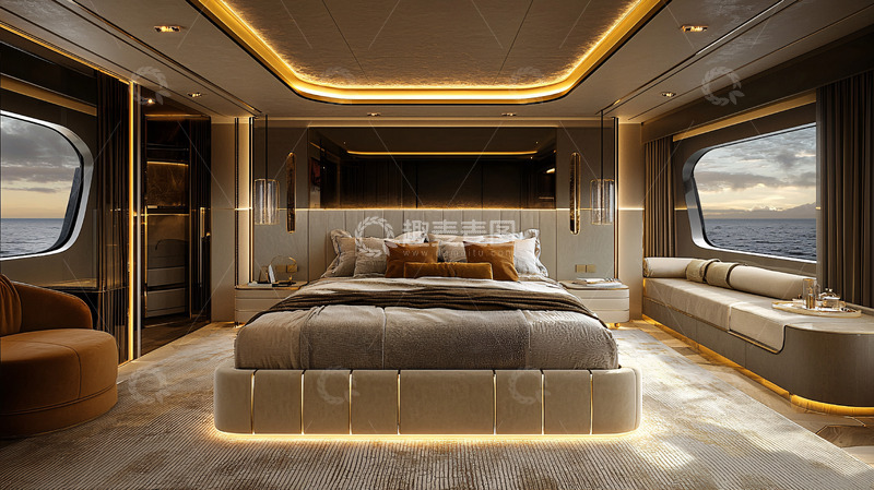 高清大图下载【趣麦麦图】豪华游艇卧室