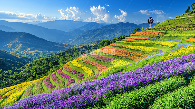 高清大图下载【趣麦麦图】彩色梯田