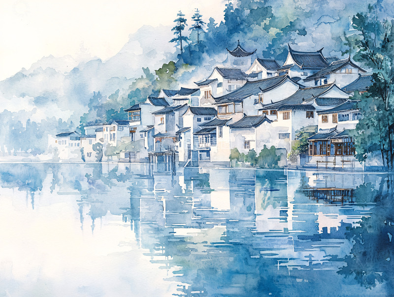 高清大图下载【趣麦麦图】水墨风徽派建筑