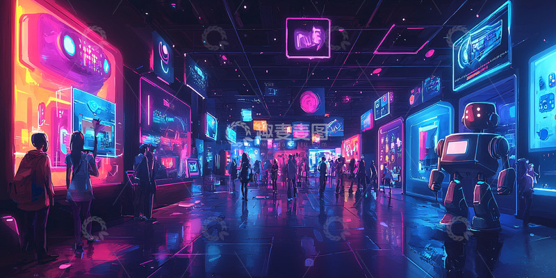 高清大图下载【趣麦麦图】霓虹灯科幻城市