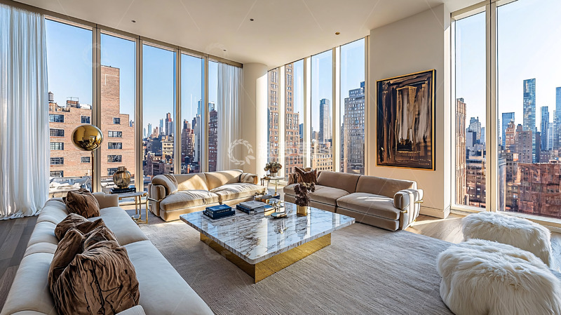 高清大图下载【趣麦麦图】纽约豪宅客厅全景图