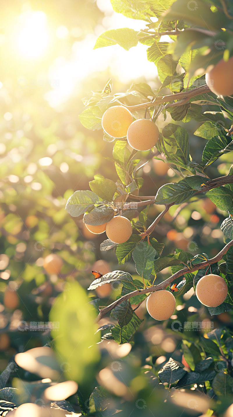 高清大图下载【趣麦麦图】阳光照射下的橙色果实