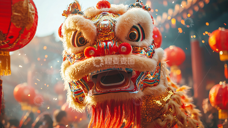 高清大图下载【趣麦麦图】舞狮表演