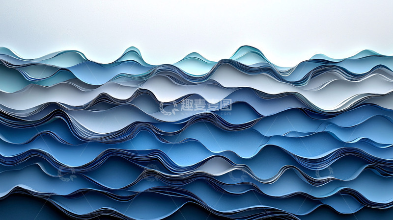 高清大图下载【趣麦麦图】蓝色纸张波浪的艺术
