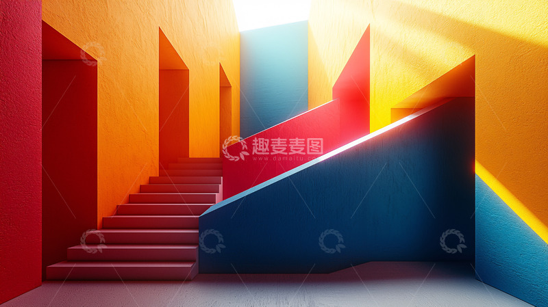 高清大图下载【趣麦麦图】色彩斑斓的室内楼梯