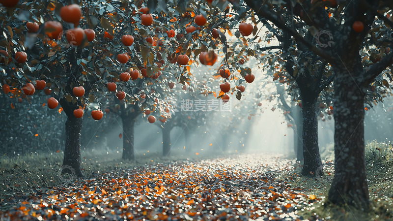 高清大图下载【趣麦麦图】秋日苹果园清晨