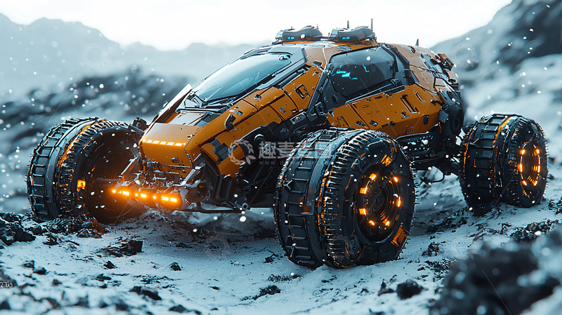 高清大图下载【趣麦麦图】未来感越野车雪地驾驶