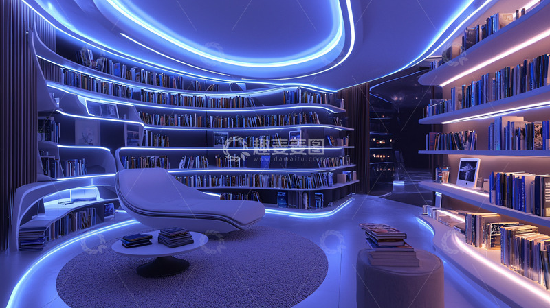 高清大图下载【趣麦麦图】未来感书房高清图片