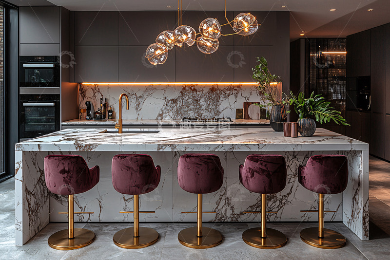 高清大图下载【趣麦麦图】现代轻奢厨房