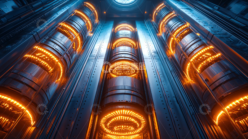 高清大图下载【趣麦麦图】未来科技感的蓝色金属结构