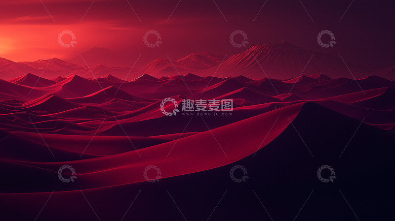 高清大图下载【趣麦麦图】红色沙漠日落