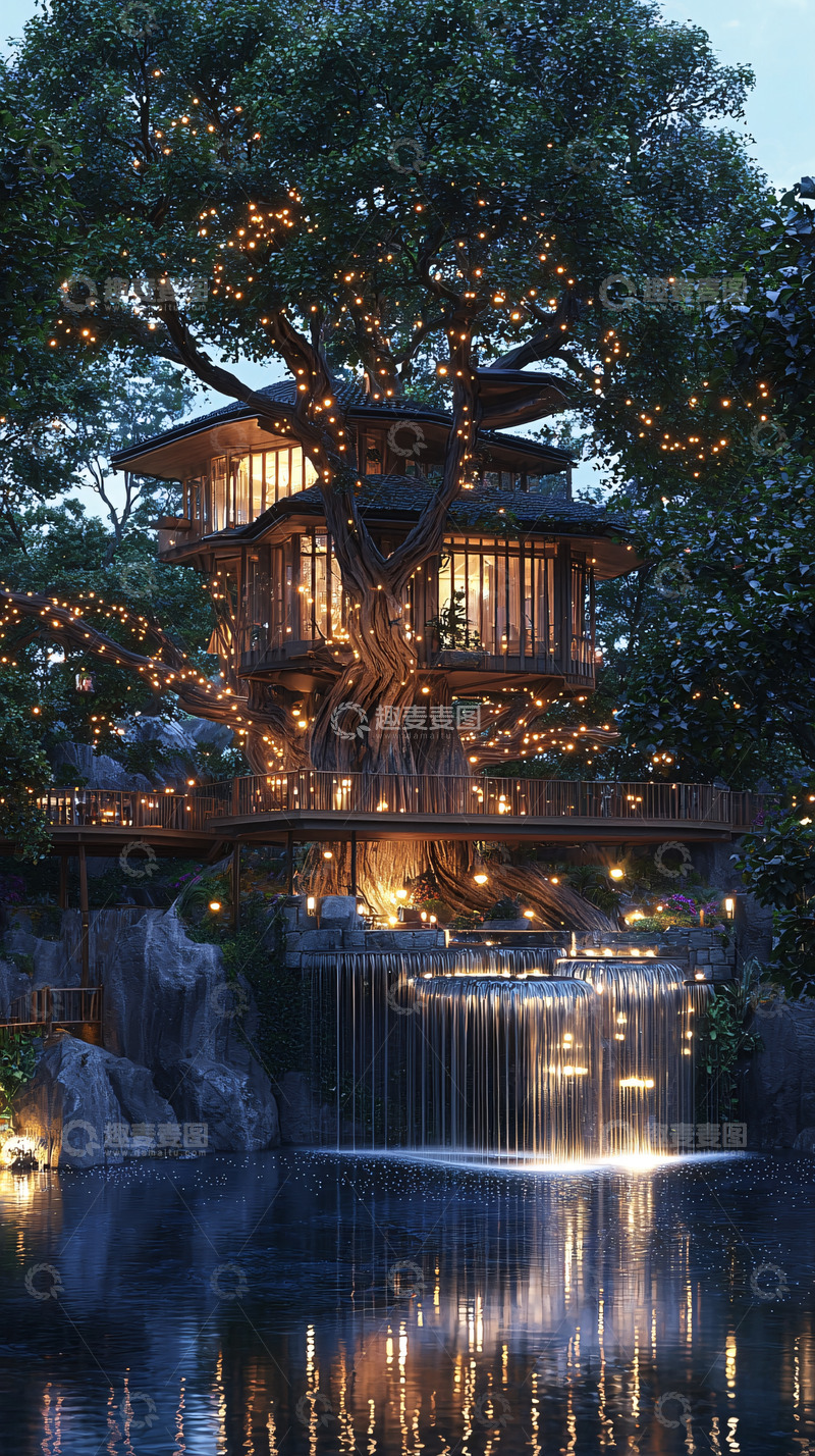 高清大图下载【趣麦麦图】梦幻树屋