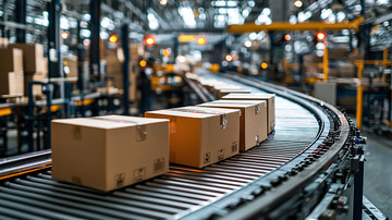 纸箱在传送带上移动