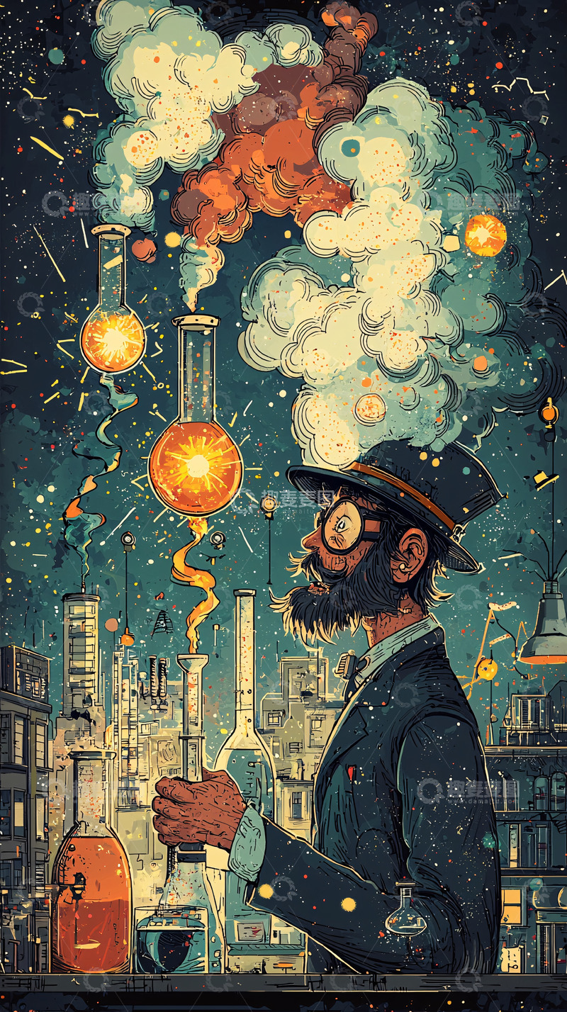 高清大图下载【趣麦麦图】宇宙星空下的炼金术士