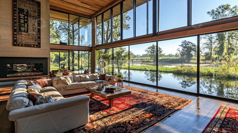 高清大图下载【趣麦麦图】现代简约客厅落地窗景观