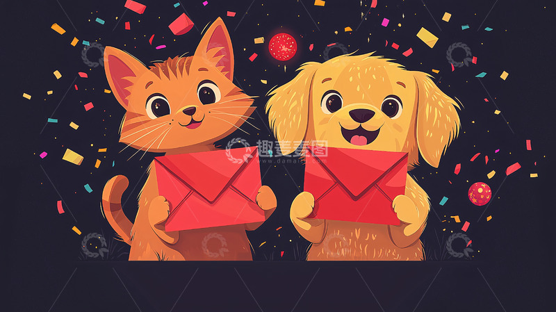 高清大图下载【趣麦麦图】猫咪狗狗贺卡