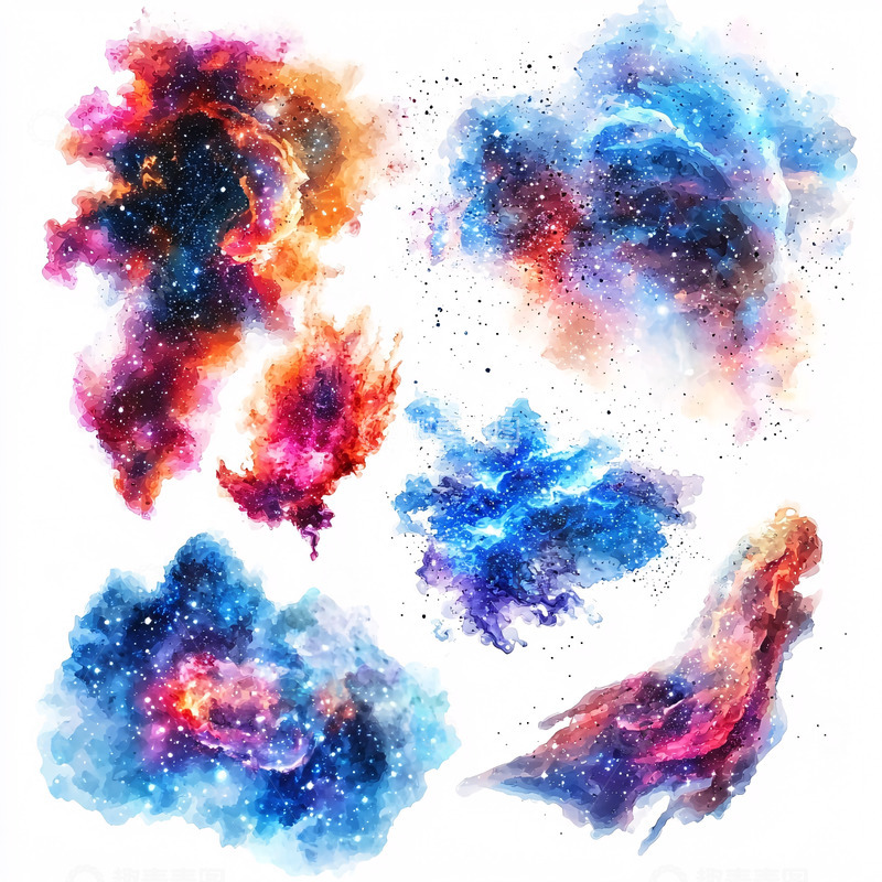高清大图下载【趣麦麦图】宇宙星云水彩素材