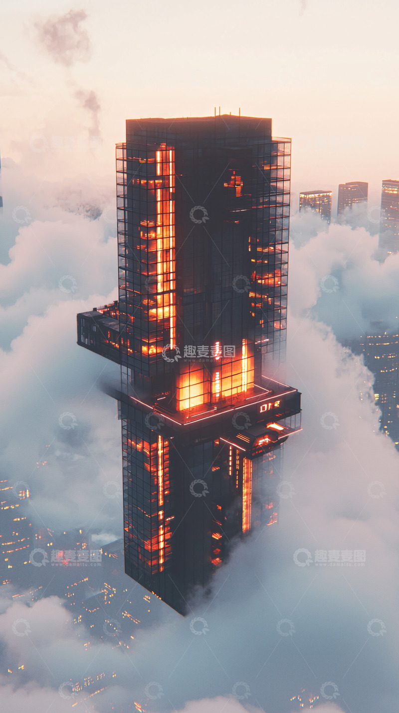 高清大图下载【趣麦麦图】云端建筑