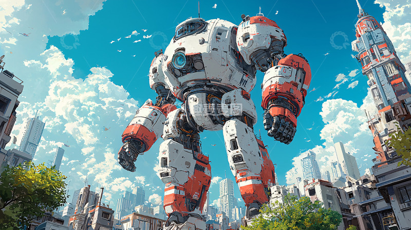 高清大图下载【趣麦麦图】巨型机器人城市背景