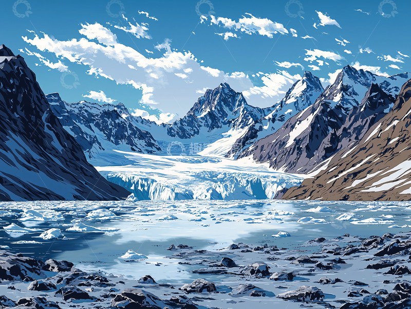 高清大图下载【趣麦麦图】冰川湖泊雪山风景