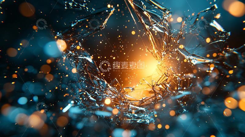 高清大图下载【趣麦麦图】破裂的水流与金色光芒