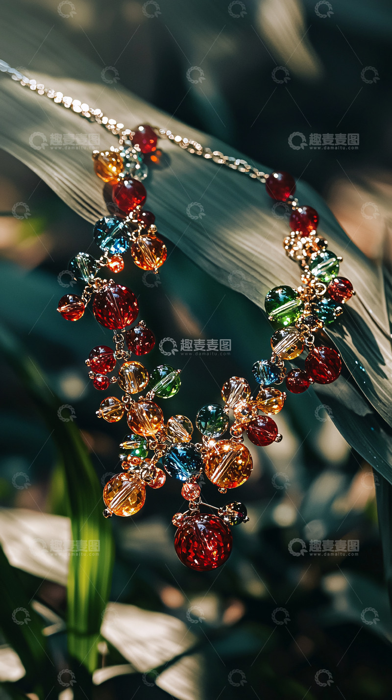 高清大图下载【趣麦麦图】彩色宝石项链