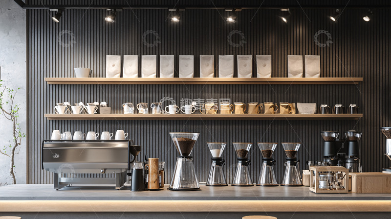 高清大图下载【趣麦麦图】极简风咖啡馆吧台