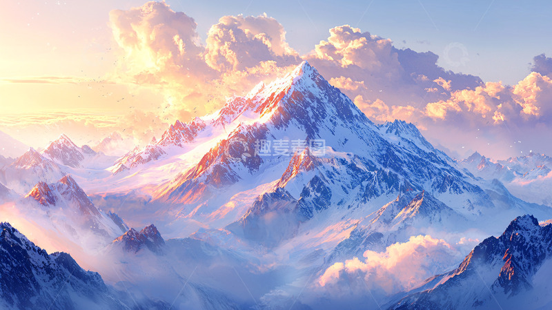 高清大图下载【趣麦麦图】雪山日出8
